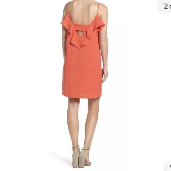 Felicity & Coco Isabella Sleeveless Ruffle V Neck Dress in Fire Coral Size M‎ - Picture 2 of 10